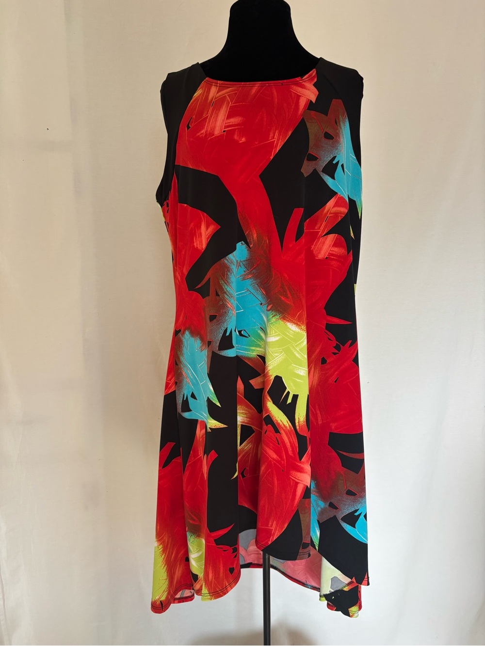 Artsy Neon Abstract Bold Graphic Swing Dress XL Artsy Dopamine Festival Midi